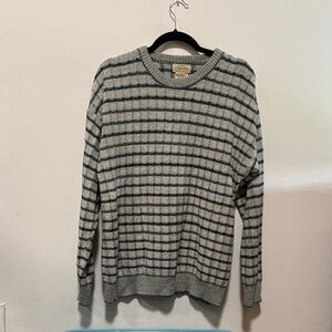 Vintage St. John’s Bay Striped Crewneck Sweater in Gray and Charcoal